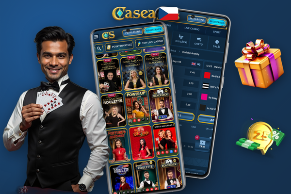 Dva smartphony s Casea Casino android app – sloty na výšku a live blackjack na šířku