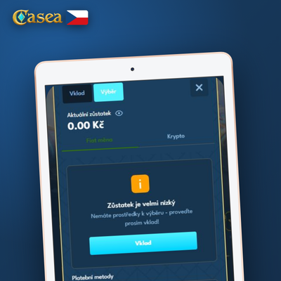 Bankovní převod výhry na český účet přes Casea Casino pro vyšší částky