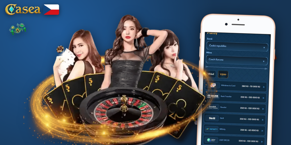 Casea Casino výběr: formulář pro zadání částky v CZK a potvrzení transakce
